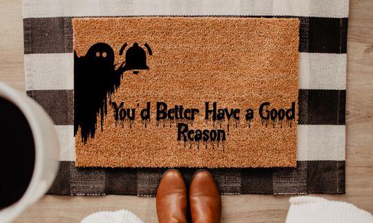 Funny Ghost Halloween Doormat: Spooky Welcome Mat, Natural Coir