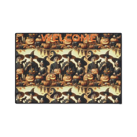Discover Halloween Welcome Floor Mat, Heavy Duty Door Mat, Entryway Decor, Seasonal Welcome Rug, Spooky Home Decor, Pumpkin Design