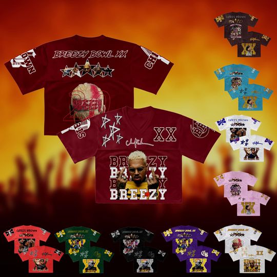 Discover Personalized Tour Crop Top Women Football Jersey,  R&B Concert Merch Brown Breezy Bowl XX Tour 2025 Jersey for Girl Fans Gift.