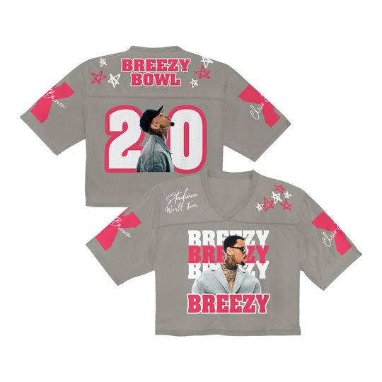 Discover Chris Brown Crop Top Football Jersey, Breezy Bowl Stadium World Tour Mesh Shirt, Concert Outfit, Rave Festival Top, Fan Gift Verson 7