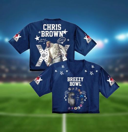 Discover Chris Brown Breezy Bowl Crop Top Jersey Mesh | Breezy Bowl XX 2025 Shirt | Concert Outfit | Breezy Bowl
