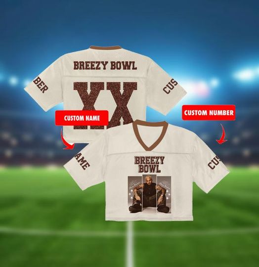 Discover Personalized Chris Brown Tour Crop Top Jersey Full Mesh, Breezy Bowl XX 2025 Shirt, Breezy Bowl, Gift For Fans