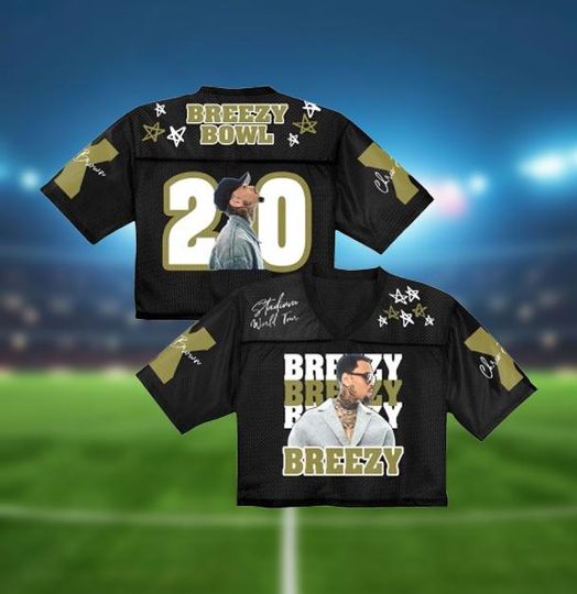Discover Chris Brown Crop Top Jersey, Breezy Bowl Stadium World Tour Mesh Shirt, Womens Concert Outfit, Hip Hop Rave Festival Top, Fan Gift