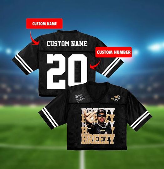 Discover Personalized Chris Brown Breezy Bowl Tour Crop Top Jersey, Full Mesh 2025 Tour Shirt, Concert Outfit for Fan