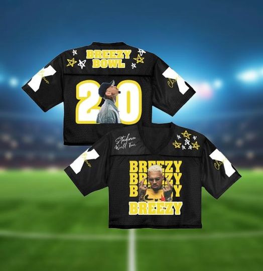 Chris Brown Crop Top Jersey, Breezy Bowl Stadium World Tour Mesh Shirt, Womens Concert Outfit, Hip Hop Rave Festival Top, Fan Gift