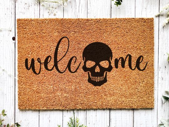Discover Welcome Skeleton Halloween Doormat, Halloween Welcome Mat, Fall Decor, Halloween Door Mat, Skeleton Decor, Skull Doormat, Funny Doormat
