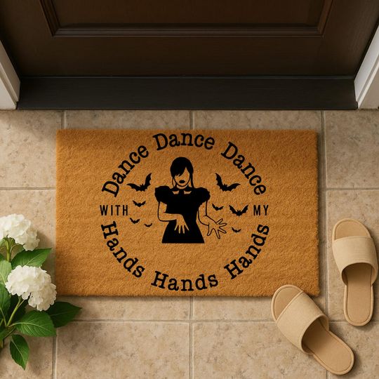 Discover Wednesday Addams Inspired Halloween Doormat: Spooky Coconut Coir Welcome Mat