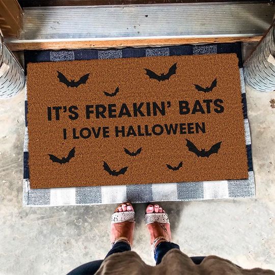 Discover Its Freaking Bats I Love Halloween Door Mat, Spooky Season, Bats Doormat, Halloween Welcome Mat, Funny Coir Doormat, Halloween Doormat