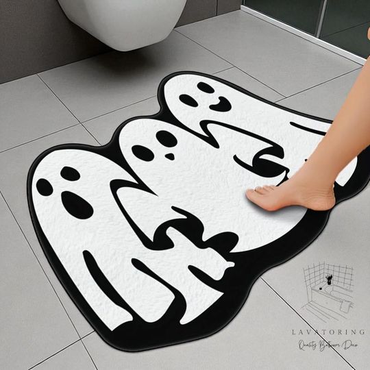Discover Halloween Ghost Bath Mat: Spooky Trio Rug, Handmade