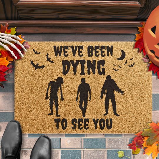Discover Halloween Doormat Funny Zombie Welcome Mat, Funny Spooky Doormat, Coconut Coir Zombie Apocalypse Door Mat, Halloween Porch Rug