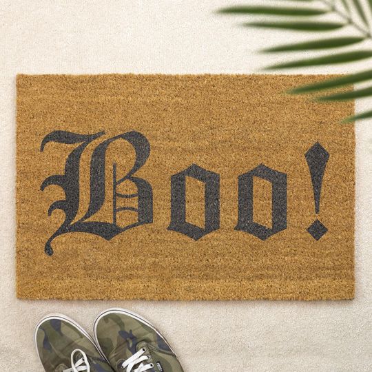 Discover Boo! Brush Door Mat Front Door Mat Custom Printed First Home Couple's Gift Gothic Doormat Spooky Gift Halloween