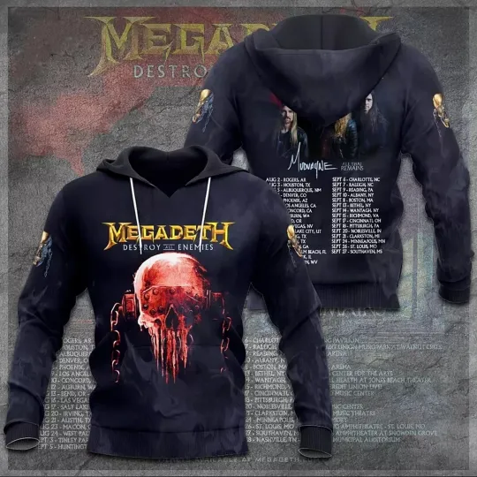 Megadeth Rock Band Rock Announces Destroy All Enemies US Tour 2024 Hoodie
