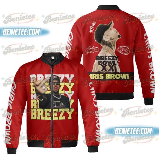 Vintage Chris Brown Concert 2025 Jacket For Men, Breezy Bowl XX Tour Bomber Jacket, Music Tour Y2k Streetwear Jacket, Chris Brown Fan