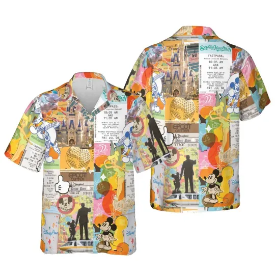 Discover Mickey And Friends Hawaiian Button Down Shirt