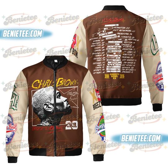 Discover Chris Brown Breezy Bowl XX Bomber Jacket, Men's Fashion, Tour Merch