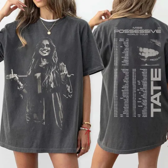 Discover Tate Mcrae 2025 Concert, Tate Mcrae Miss Possessive Tour 2025 Unisex T-Shirt