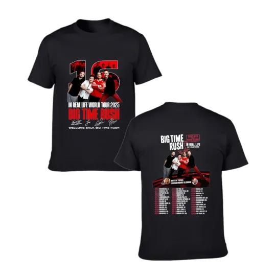 Discover Big Time Rush In Real Life World Tour 2025 BTR Shirt with Date & City for Fans