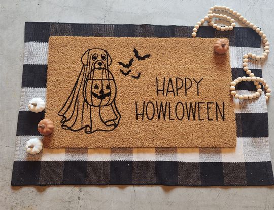 Discover happy howloween dog doormat, my dog is my boo halloween doormat, cute dog ghost doormat, happy howloween, dog lover halloween decor
