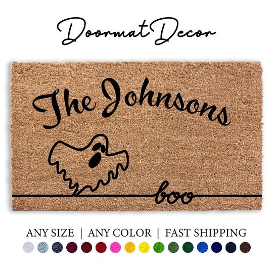 Discover Personalized Halloween Doormat BOO Ghosts Welcome Mat for Fall  Thanksgiving Decor Flocked Coir Rug