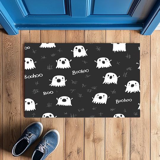Discover booo doormat, halloween doormat, gift for moving, funny mat, indoor dormat, black white doormat, non slip doormat, washable doormat, T-11