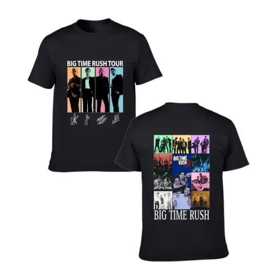 Discover Big Time Rush World Tour Merch Graphic Print Shirt with Photo Collage for Fans
