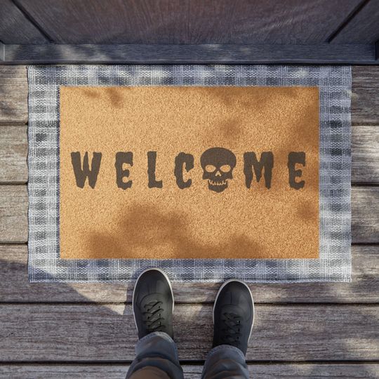 Discover Skull Halloween Doormat | Halloween Welcome Mat | Front Porch Halloween Decor | Fall Doormat | Spooky Season Decorations | Fall Welcome Mat