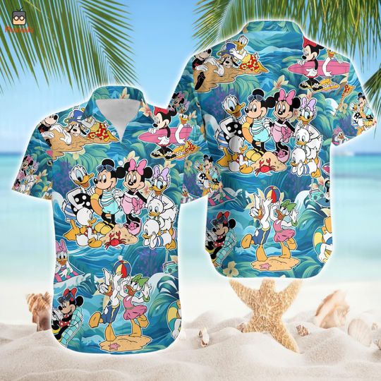 Discover Mickey and Friends Hawaiian Shirt, Disneyland Beach Hawaiian Shirt, Summer Button Up Shirt, Disneyworld Trip Shirt, Summer Beach Shirt