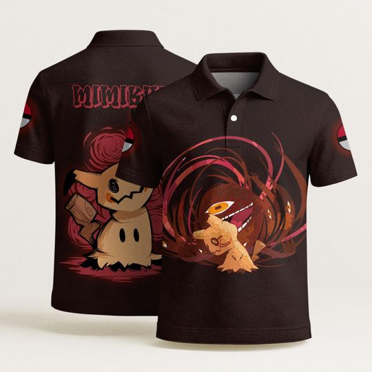 Mimikyu Polo Shirt, Fun Unisex Polo with Ghost Design, Cute Mimikyu Shirt, Summer Aloha Polo Style, Unique Gift Idea