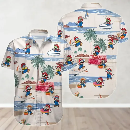Discover Super Mario Hawaiian Button Down Shirt