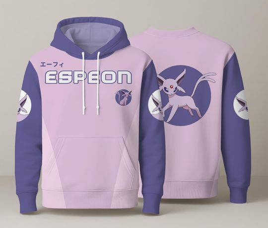 Espeon Hoodie, Kawaii Psychic Type Hoodie, Anime Style Pullover, Cute Espeon Shirt