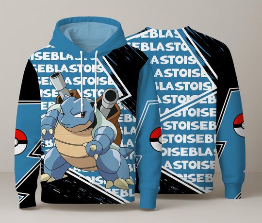 Blastoise Hoodie Water Anime Pullover Unisex Hoodie