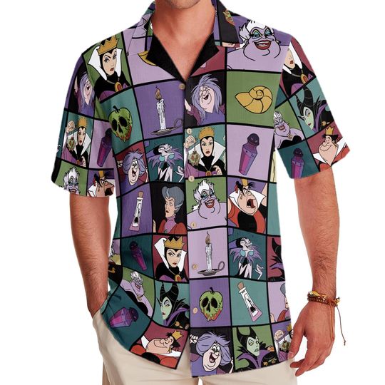 Disney Panels Maleficent Evil Queen Ursula Hawaiian Shirt, Villains Aloha Adventure Tee, Summer Beach Tee, Family Trip Hawaii 2025