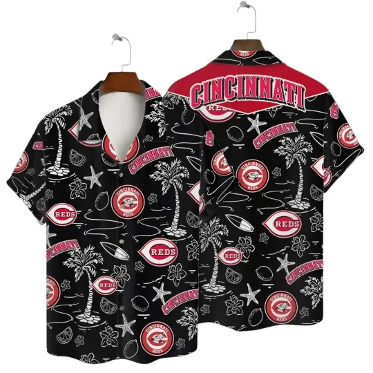 Discover Cincinnati Baseball Team Redss Hawaiian Button Down Shirt