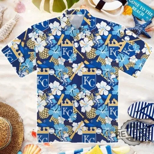 Discover Kansas City Baseball Team Royalss Hawaiian Button Down Shirt