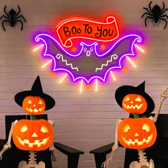 Discover Boo to You Halloween Neon Sign Wall Decor, Custom Led Sign Halloween Decor, Personalized Home Gift, Halloween Gifts, Halloween Home Decor