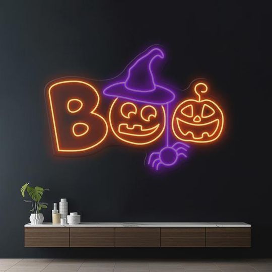 Discover Boo Pumpkin Halloween Neon Sign | Acrylic Sign | Halloween Sign | Halloween Decor | Halloween Gift | Light Up Sign | Led Signs