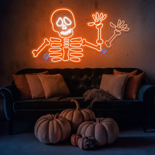 Discover Skeleton Neon Sign Halloween Skull Neon Sign Halloween Party Decorations Funky Neon Sign Halloween Decor LED Light Custom Halloween LED Sign