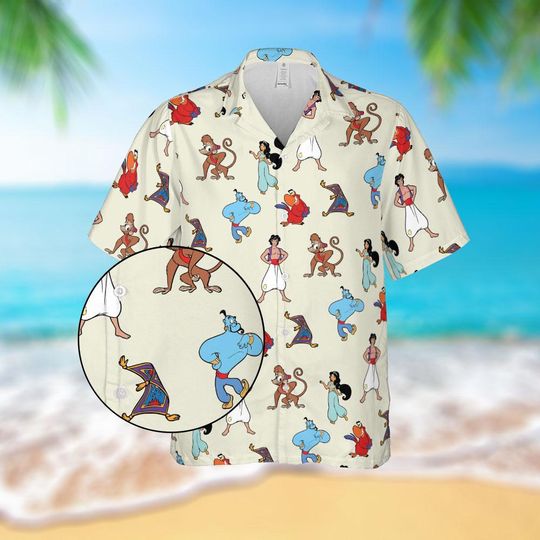 Discover Disney Aladdin Hawaiian Shirt, Magic Carpet Vacation Shirt, Disney Summer Aloha Button Up Shirt, Summer Beach Shirt