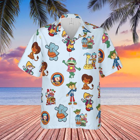 Discover Disney JoJo's Circus Hawaiian Shirt, Colorful Clown and Circus Tent Pattern, Vintage Cartoon Summer Outfit, Playhouse Disney Gift