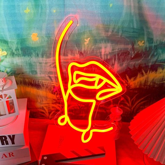 Bloody Vampire Lips Neon Sign - Halloween LED Wall Decor, Vampire light sign, Halloween neon sign, Vampire wall decor, Vampire led sign