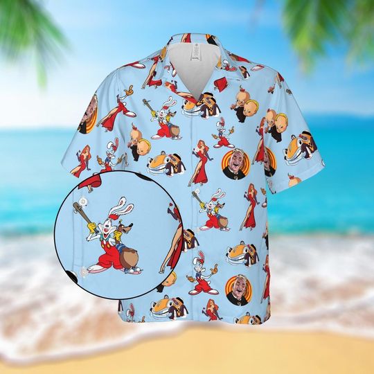 Discover Disney Who Framed Roger Rabbit Graphic Portrait hawaiian shirt, Retro Cartoon Summer Vacation Shirt