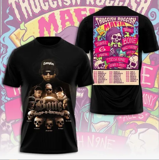 Bone Thugs-N-Harmony Thuggish Ruggish Mafia Tour 2025 3D T-Shirt