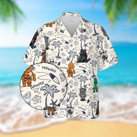 Discover Disney Star Wars Button Shirt, Star Wars Hawaiian Shirt, Star Wars Vacation Shirt, Disneyland Family Gift, Summer Beach Shirt