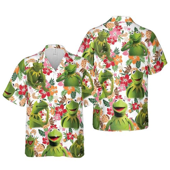 Discover Disney Muppets K the frog Button Shirt And Shorts, Muppet Show Hawaiian Shirt, Disneyland Family Gift, Summer Beach Shirt