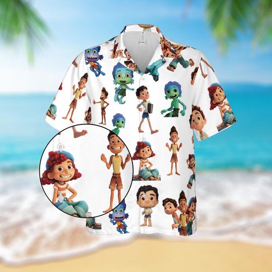 Disney Pixar Luca Hawaiian Shirt, Portorosso Italy Vacation Shirt, Cute Sea Monster Beach hawaiian Shirt Gift