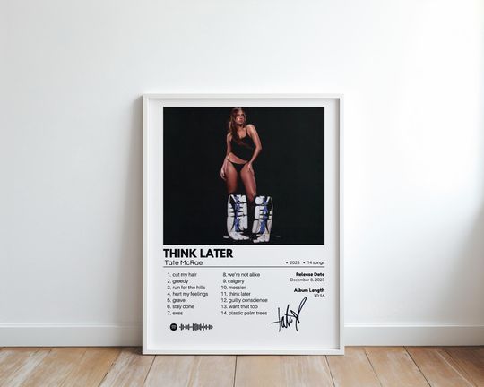 Discover Tate Mcrae- Think Later Digital Album Poster | Minimalist Music Poster | Hip Hop | Wall Decor | Pop Girl