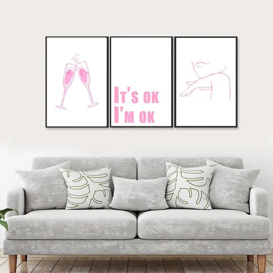 Discover Pink Wall Art Prints: Tate McRae, "It's ok, I'm ok." Set of 3