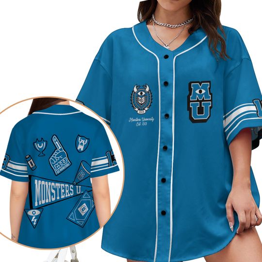 Vintage Pixar Monsters University Baseball Jersey, Cartoon Monsters Jersey,Monsters Inc Jersey Shirt, Magical Kingdom Baseball Jersey