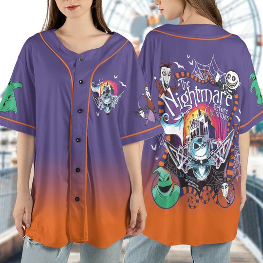 Vintage The Nightmare Before Christmas Baseball Jersey, Halloween Town Jersey Shirt, Jack Skellington Jersey, Halloween Party Shirt