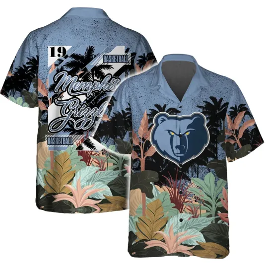Memphis Basketball Team Grizzliess Hawaiian Button Down Shirt